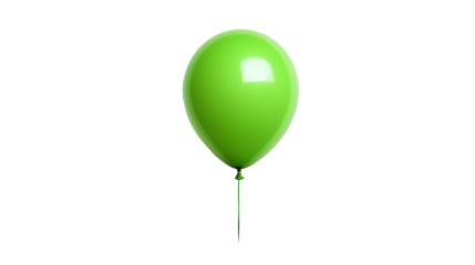 A bright green balloon floating gracefully on a transparent background, PNG, no background