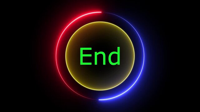 An "End" text icon typically displays the word "End" in bold, uppercase letters, often centered within a rectangular or rounded border. The design is simple, clear, and easy to read.
