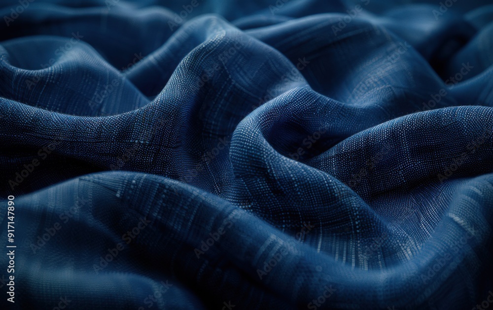 Aufkleber a blue fabric with a shiny texture. the fabric is folded and has a shiny appearance. the image has a