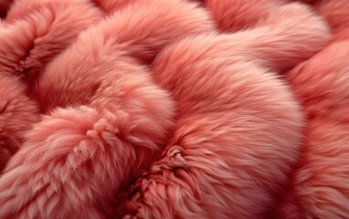 A close up of a pink fur with a fuzzy texture. The fur is curled up and has a soft, fuzzy appearance