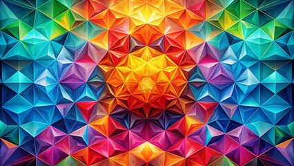 Vibrant Geometric Pattern, Digital Art, Colorful Triangles, Abstract Background, Geometry, Pattern, Texture