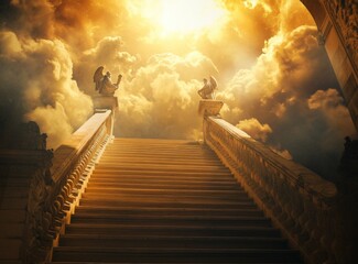 Fototapeta premium The Ladder to Heavenly Bliss: Embracing Joy and the Promised Reward in the Divine Light of Matthew 5:12.
