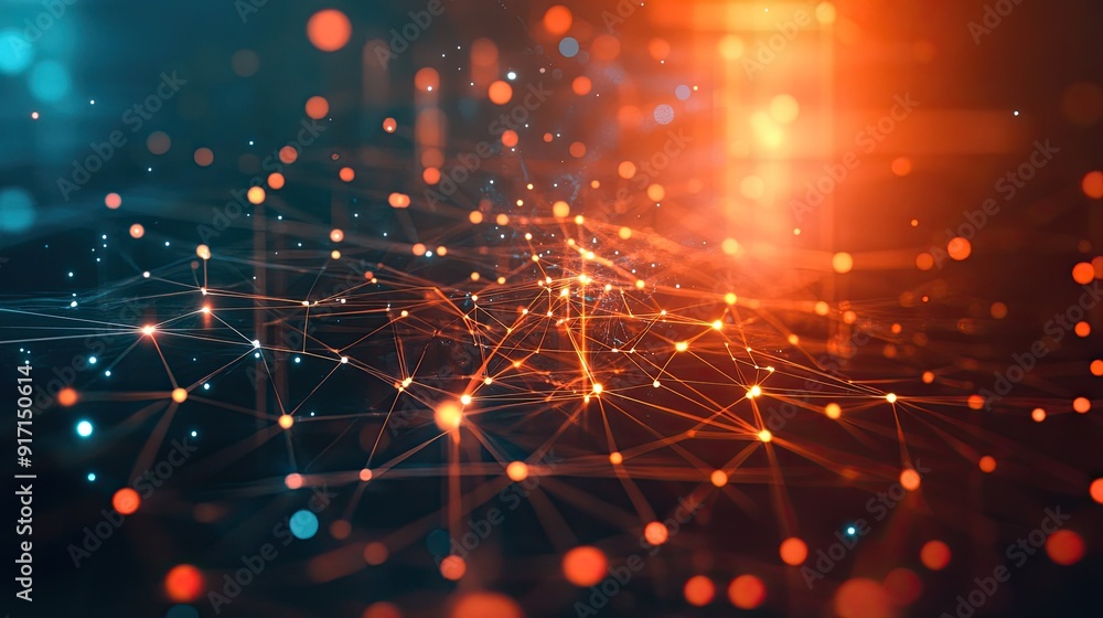 Aufkleber abstract background with modern digital elements and glowing network connections