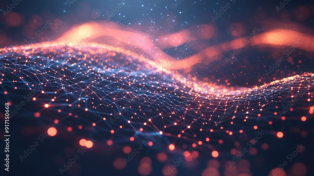 Aufkleber abstract background with modern digital elements and glowing network connections