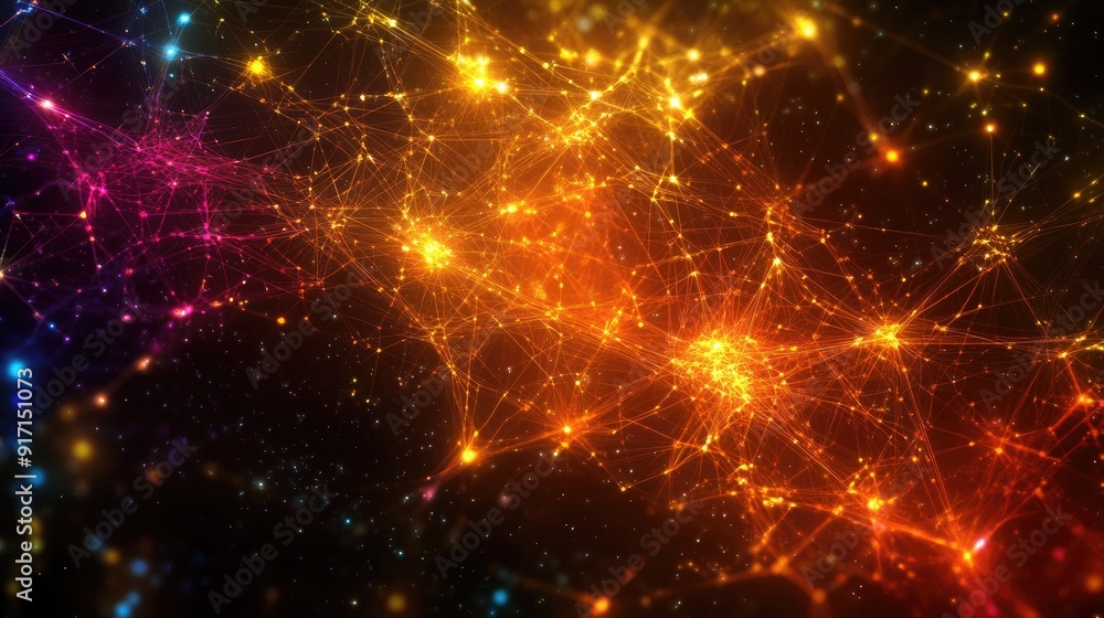 Poster abstract tech background with digital network patterns and glowing effects from a top perspective
