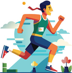 Fototapeta premium vector illustration of a young woman exercising vector illustration of a man with a bottle of water vector illustration of a man with a bottle of wine