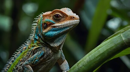 Fototapeta premium green lizard on a tree