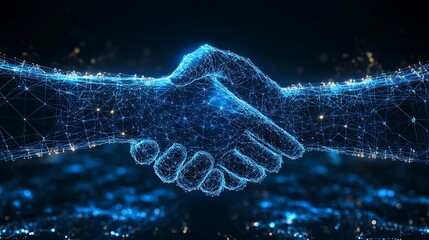 Digital handshake, abstract network connection concept.