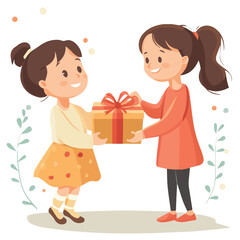 Vector illustration of Cute child giving Gifts for mother days