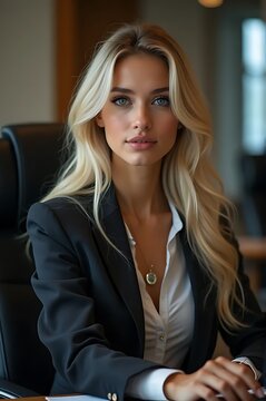 White woman in office wear a nice clothes with a charming look