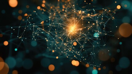 Overhead shot of a high-tech abstract design with interconnected patterns and data flow