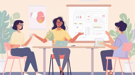 Female business leader directing a brainstorming session in a startup