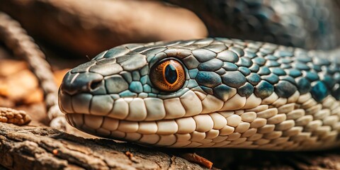 Obraz premium Blue viper snake closeup face