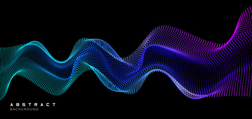 Flowing dot background design with moving particle effect. 