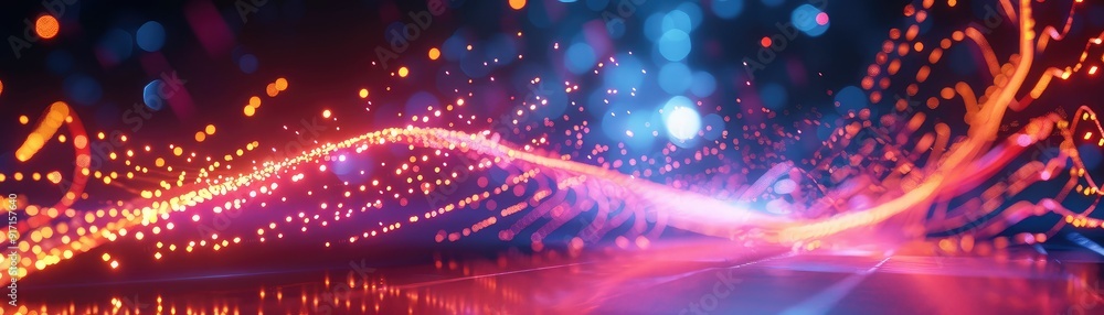 Aufkleber vibrant abstract digital light trails with dynamic colors and glowing bokeh effects, perfect for mod