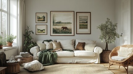 vintage farmhouse decor, vintage charm added to the room with a gallery wall display of new farmhouse artprints
