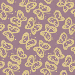 Seamless vector illustration print pattern background wallpaper with butterflies summer spring for textile, paper, pack etc 