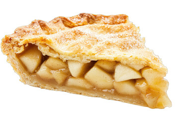 Delicious apple pie slice with golden crust and tender apples, perfect for dessert lovers and holiday celebrations.