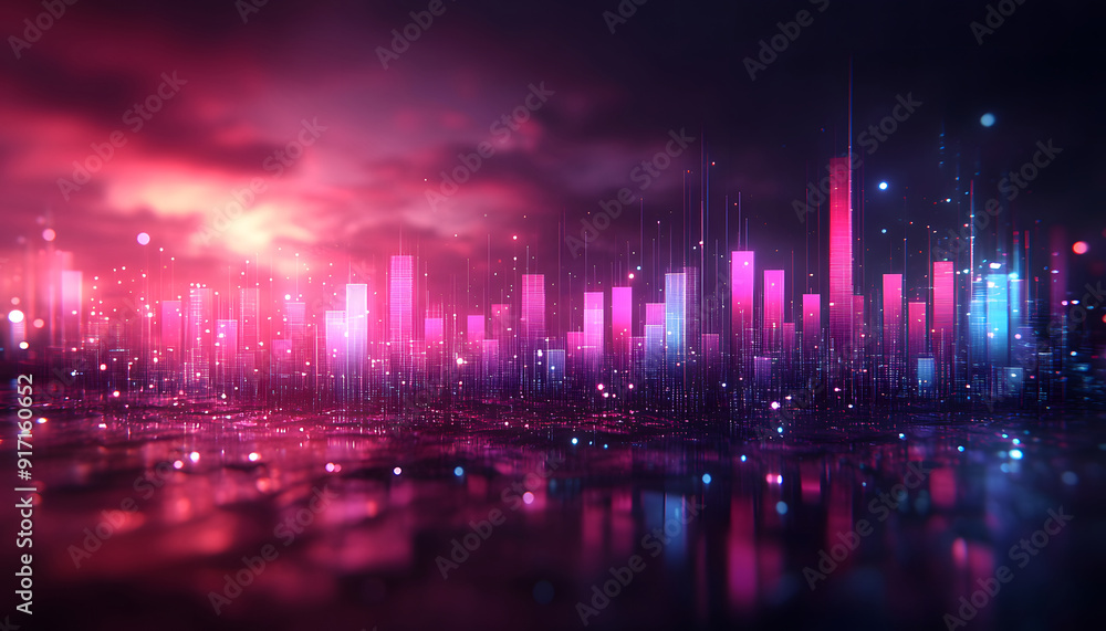Poster candlestick chart background with grid lines and financial symbols stock trading. stock market analy