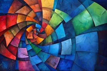 
Multicolored composition consisting of squares and forming a spiral. Placed on the entire image.