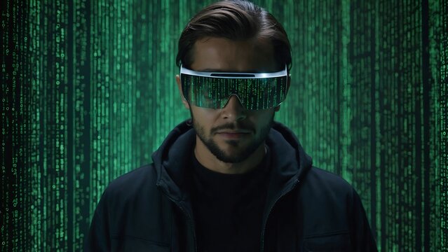 Anonymous Persons Masked Face Cyber Attack Computer Coding Background With Binary Code