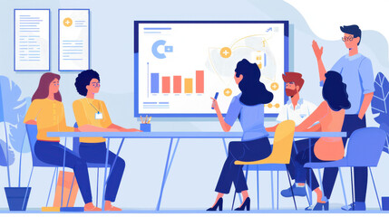 Female entrepreneur managing a tech team in a creative office