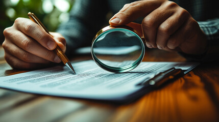 professional auditor examines financial documents in a modern office. The concept highlights the investigation of corporate fraud, with emphasis on transparency, accountability, and ethical business p