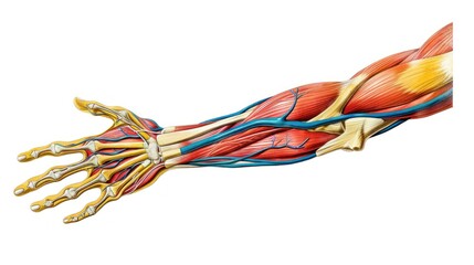 Diagram showing the forearm muscles and bones.