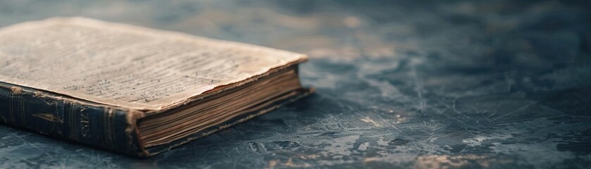 Close-up of an old witch's spell book, mystical and dark, editorial photography, empty space for text on left