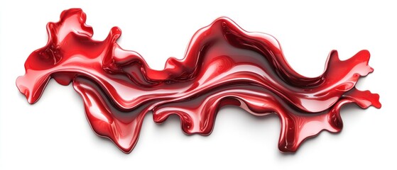 Abstract Red Liquid Wave on White Background