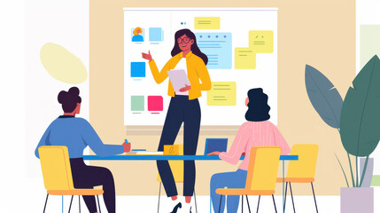 Female tech leader directing a brainstorming session