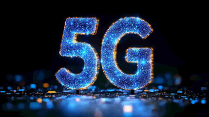 futuristic background featuring a global network symbolizing 5G technology. The image represents the interconnectedness of the digital world, highlighting innovation and advanced communication systems