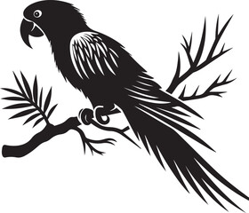 Beautiful parrot bird Silhouette isolated on white background Minimalist parrot vector shape