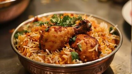 Fototapeta premium indian chicken biryani, Spicy chicken biryani food