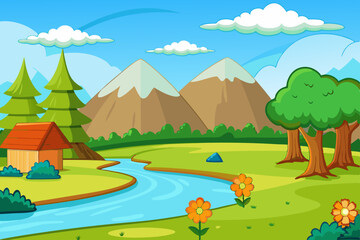Obraz premium Nature landscape vector illustration
