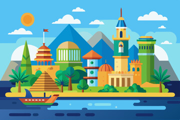 tourism Background Flat design vector illustration