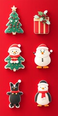 Set of Christmas illustration stickers decorations and decor isolated on background