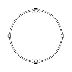 Abstract Black Simple Line Round Circle With Leaf Leaves Frame Flowers Doodle Outline Element Vector Design Style Sketch Isolated Illustration For Wedding And Banner