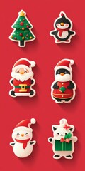 Set of Christmas illustration stickers decorations and decor isolated on background