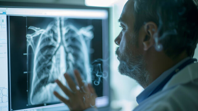 Doctor shows the anatomy of a smoker's lungs for diseases like lung cancer, asthma, COPD, bronchitis, emphysema, cystic fibrosis, bronchiectasis, and pneumonia on World Lung Day in September.
