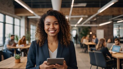woman using tablet computer in cafe