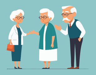 Elder couple. Old lady scolds grandfather. Family dispute
