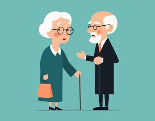 Elder couple. Old lady scolds grandfather. Family dispute
