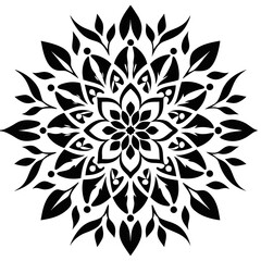 Fototapeta premium Floral Mandala Stencil Template Vector Silhouette