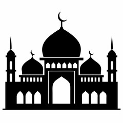 Islamic mosque silhouette on white background
