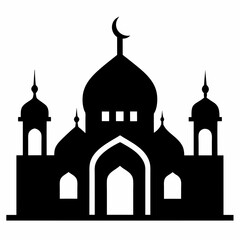 Islamic mosque silhouette on white background
