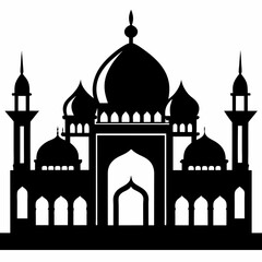 Islamic mosque silhouette on white background
