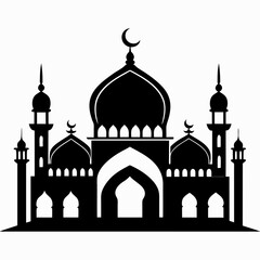 Islamic mosque silhouette on white background
