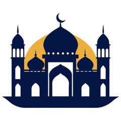 Islamic mosque silhouette on white background
