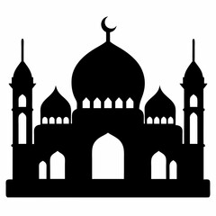 Islamic mosque silhouette on white background
